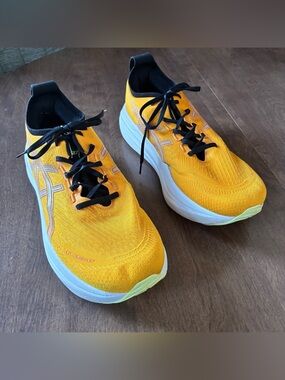 Asics Gel-Nimbus 27 Running Shoes Mens Size 14 Orange White Sneakers 1011B958